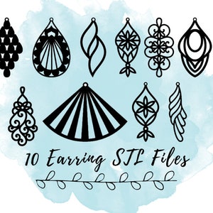 10 Earring STL Files for 3D Printing, Necklace Pendant STL Files, Statement Jewelry for 3D Printer Small Business Owners