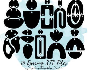 10 Abstract Geometric Earring Pairs STL Files, Statement Jewelry 3D Print Models, 3D Print Jewelry STL Files, STL Files for Jewelry