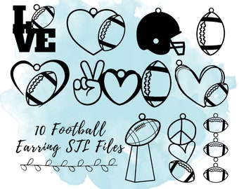 10 個のフットボール イヤリング STL ファイル、フットボール ファン向け STL ファイル、フットボール 3D 印刷ファイル、スポーツ STL ファイル、フットボール 3D 印刷モデル