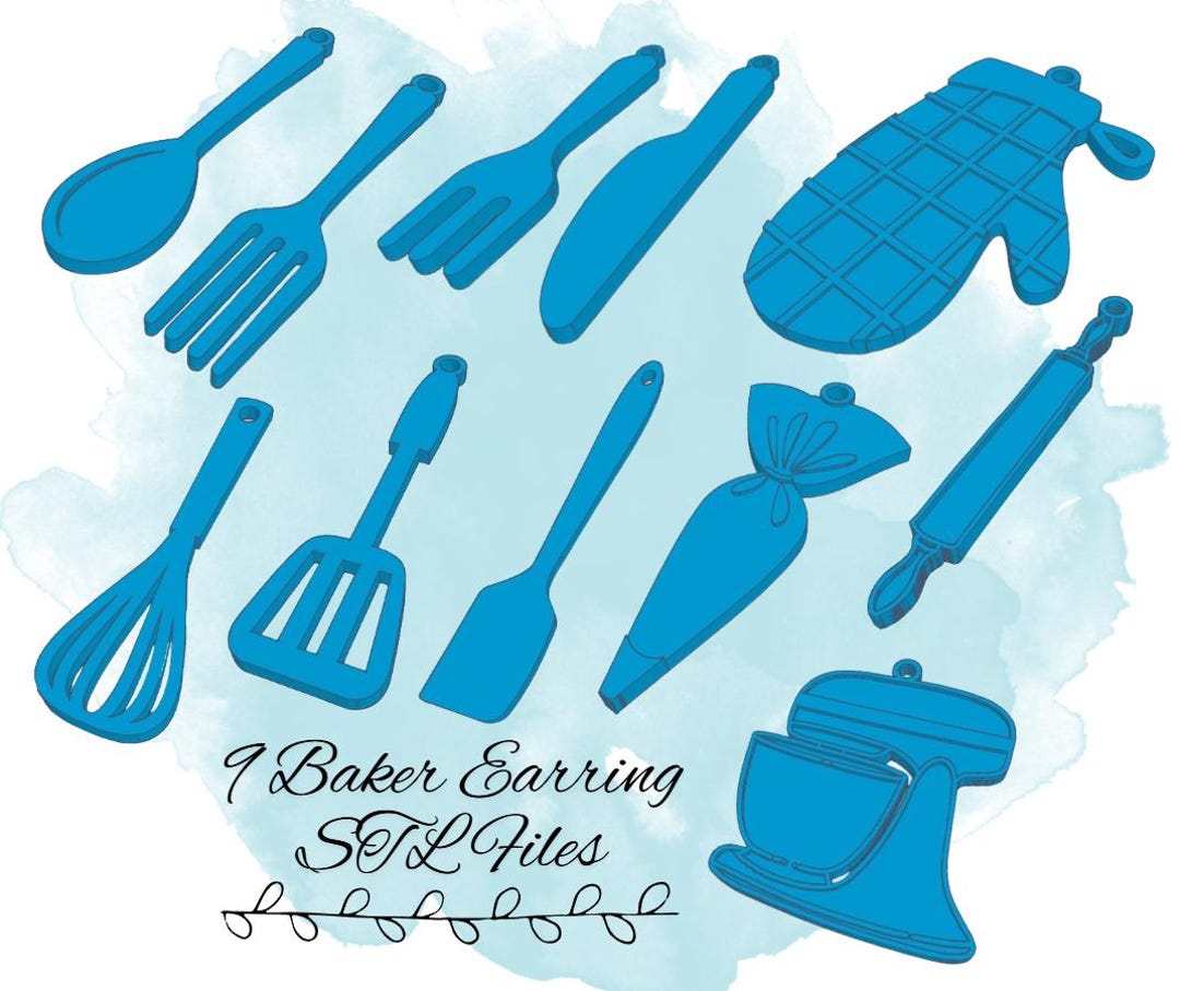 9 Baking Earring STL Files, Baker Earring STL Files, 3D Print Files for ...