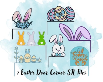 7 Easter Door Corner Decor STL Files, Easter Wall Decor STL Files, 3D Print Easter Files for Wall Decorations, 3D Print Files for Easter