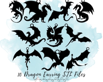 10 Dragon Earring STL Files, Dungeons and Dragons Theme Earring 3D Print Models, Dangle Earring STL File, D&D Theme 3D Print Models