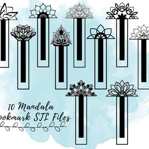 10 Mandala Bookmark STL Files, Paperclip Style Bookmark 3D Print Models, 3D Print Files for Book Lovers, 3D Print Gifts for Readers