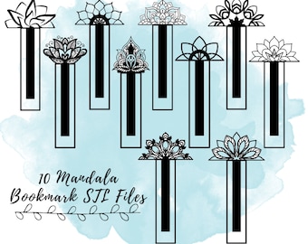 10 個のマンダラ ブックマーク STL ファイル、ペーパークリップ スタイルのブックマーク 3D プリント モデル、読書好きのための 3D プリント ファイル、読者向けの 3D プリント ギフト