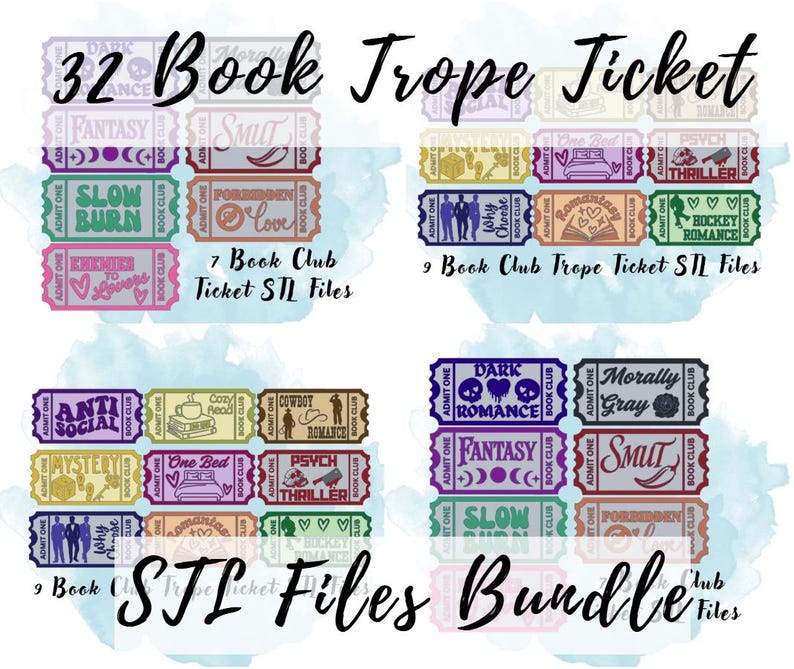 32 STL Files: 16 Trope Book Club Tickets STL Files 12 Mm Thick, Bookish ...