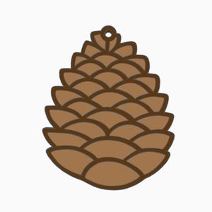 May include: A brown pinecone-shaped ornament with a dark brown outline and a small hole at the top for hanging. The ornament has a detailed, layered design, perfect for rustic or nature-themed decor.