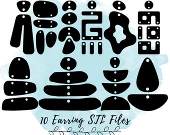 10 Abstract Geometric Earring Pairs STL Files, Statement Jewelry 3D Print Models, 3D Print Jewelry STL Files, STL Files for Jewelry