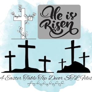 4 Easter Table Top Decoration STL File, Christian Bookshelf Decoration STL Files Easter Shelf Decoration 3D Print, Easter Wall Decor STL