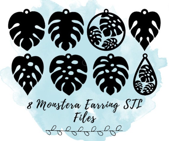 8 Monstera Earring STL Files, Monstera Earring STL Files, Plant Jewelry 3D Printing Files, Necklace Pendant STL Files, 3D Print Jewelry File