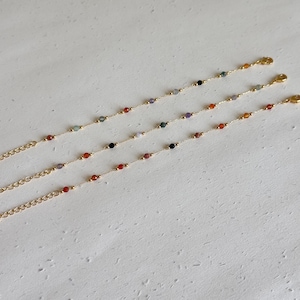 Dainty Natural Stone Necklace, Colorful Gemstone Bracelet, Natural stone beads necklace, Stone Beads Bracelets, Natural Stone Beads Jewelry image 3