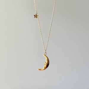 Gold crescent pendant star charm necklace, moon necklace, 18k gold plated necklace, gold moon and star necklace