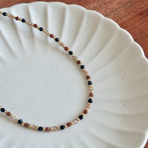 Retro Natural Stone Beaded Necklace, Elegant Beaded Necklace, Stone Beads Necklace, Gift for Her, Beaded Necklace for Layering