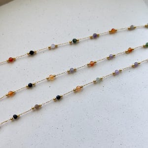 Dainty Natural Stone Necklace, Colorful Gemstone Bracelet, Natural stone beads necklace, Stone Beads Bracelets, Natural Stone Beads Jewelry image 2