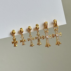 Gold Cross Stud Earrings, Mini Cross Earrings, Cross Earrings Set, Dangle Earrings, Religious Earrings, Unisex Cross Earring, Christmas Gift