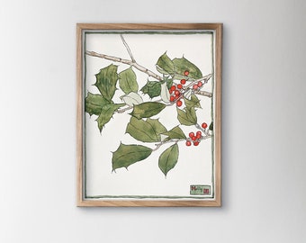 Christmas Holly | Vintage Christmas Print | Printable Digital Download