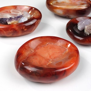 Carnelian Agate Carved Bowls | Crystal Bowls for Trinkets, Smudging, Home Decor