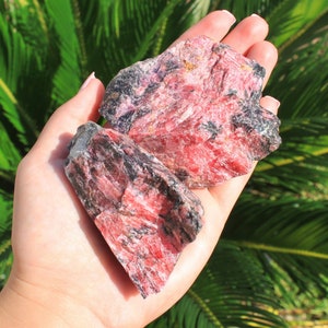 Raw Rhodonite Crystal, Pink Rhodonite Stone Raw Chunks