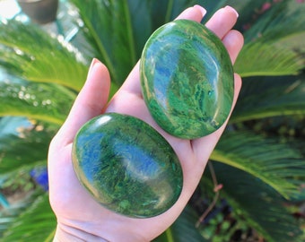 African Jade (Verdite) Crystal Palm Stone | Polished African Jade Stone