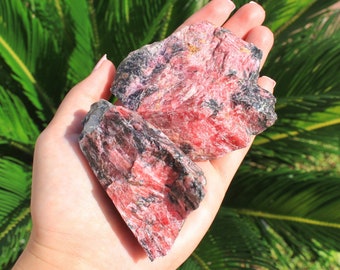 Raw Rhodonite Crystal, Pink Rhodonite Stone Raw Chunks