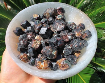 Natural Red Garnet Crystal Geometric Chunks - Dodecahedron Garnet Crystals