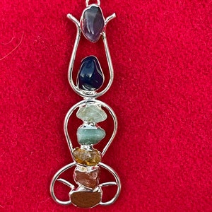 Chakra Goddess multi Gemstone silver necklace