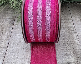 Nastro metallico Farrisilk scintillante rosa chiaro e rosa acceso 2,5 x 5 iarde