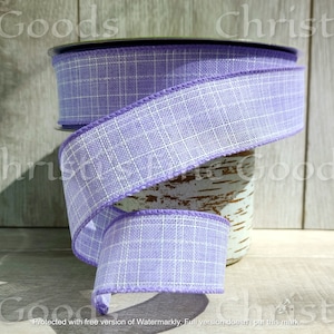 Lavender Linen Ribbon: White Check Burlap Wired Ribbon, 1.5&quot; x 5 Yards