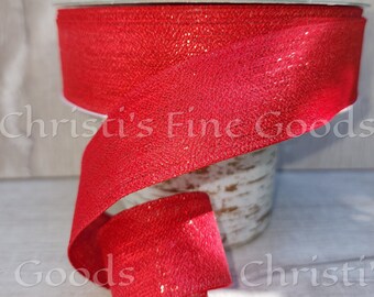 Red Christmas Shimmer Ribbon: Wired Edge, 1.5" x 5 Yards