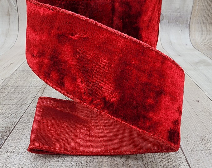 2.5 Inch X10Y, Velvet Metallic Back Ribbon. Wired, RED, Regency. - Etsy