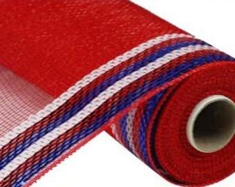 30 x 30 meter grensstreep metallic gaas in rood/wit/blauw.