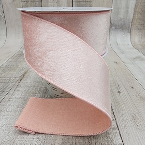 2.5 Inch x 10Y, Gorgeous Wired Blush Velvet w/ Dupion Back Ribbon