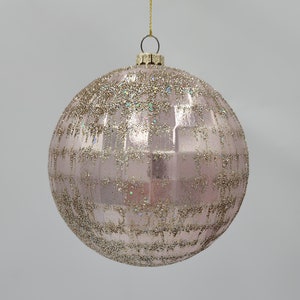 PINK and Gold Glitter Ball Ornament. 5 Inch. 127mm.