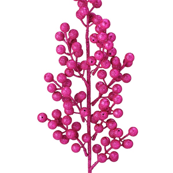 Glittered Cluster Berry Pick HOT PINK 24Inch Tall.