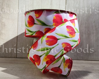 Spring/Summer Tulips Here We Come! Gorgeous Vibrant Colors 2.5"Wide and Wired Ribbon 5 Yard Increments