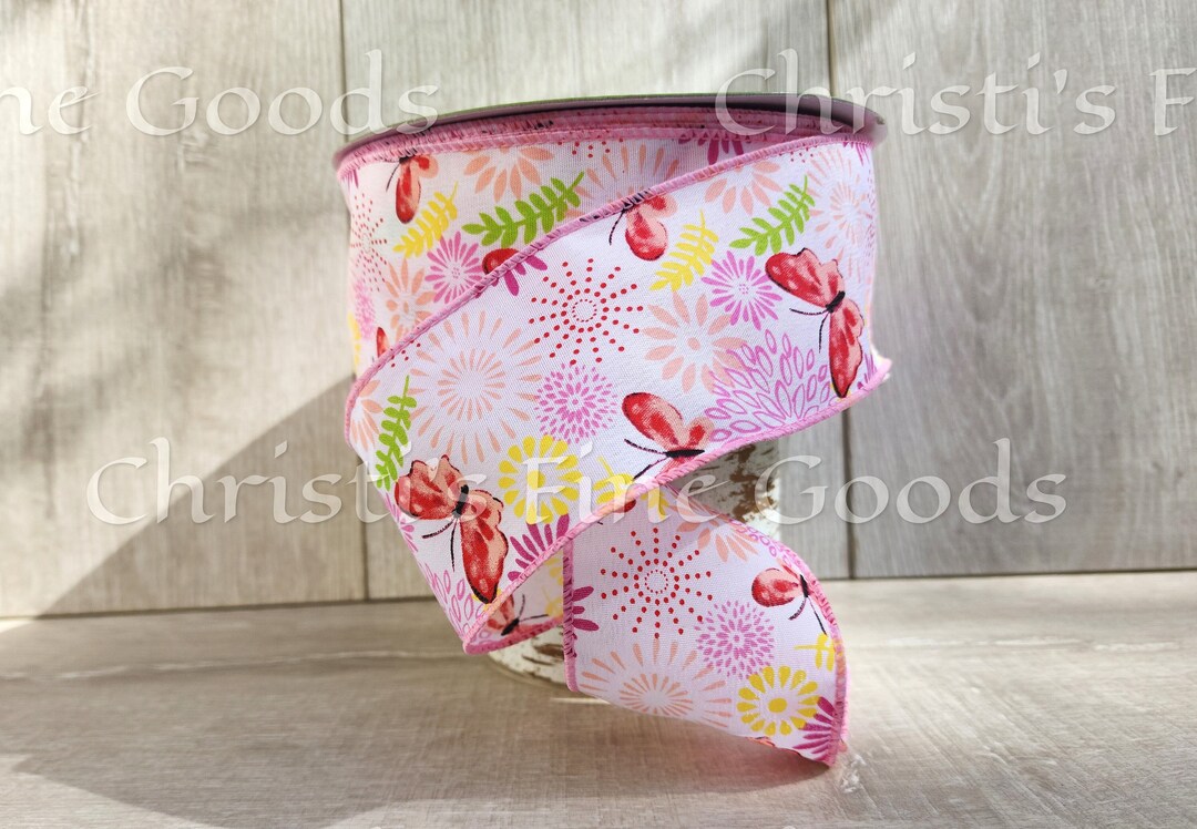 Spring Pastel Butterfly Ribbon 2.5 Wide and Wired 5 Yard Increments - Etsy