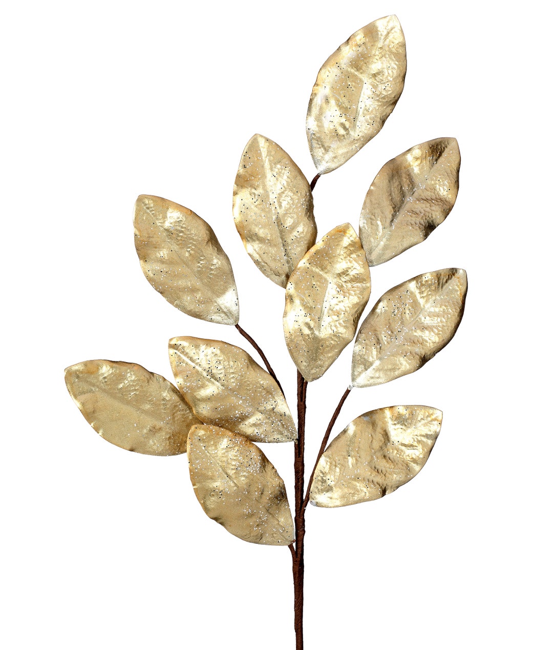 Gold Glitter/frosted Metallic Magnolia Leaf Pick/spray 30 Inches Tall Etsy