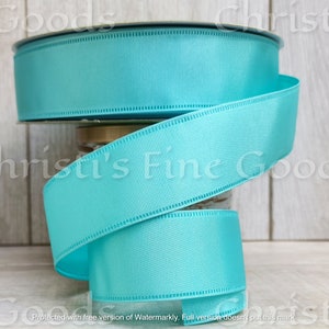 WOW! Beautiful Turquoise/Teal Satin Like 1.5&quot; Wide and Wired 5 Yard Increments.