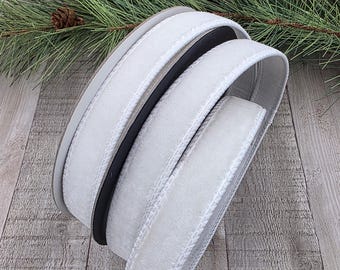 Ruban filaire en velours blanc lustré : décoration de Noël Farrisilk 2,5 cm x 10 YD