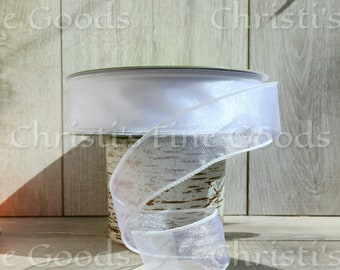 Sheer Wired Ribbon: Light Airy White, 1.5" x 5 Yards