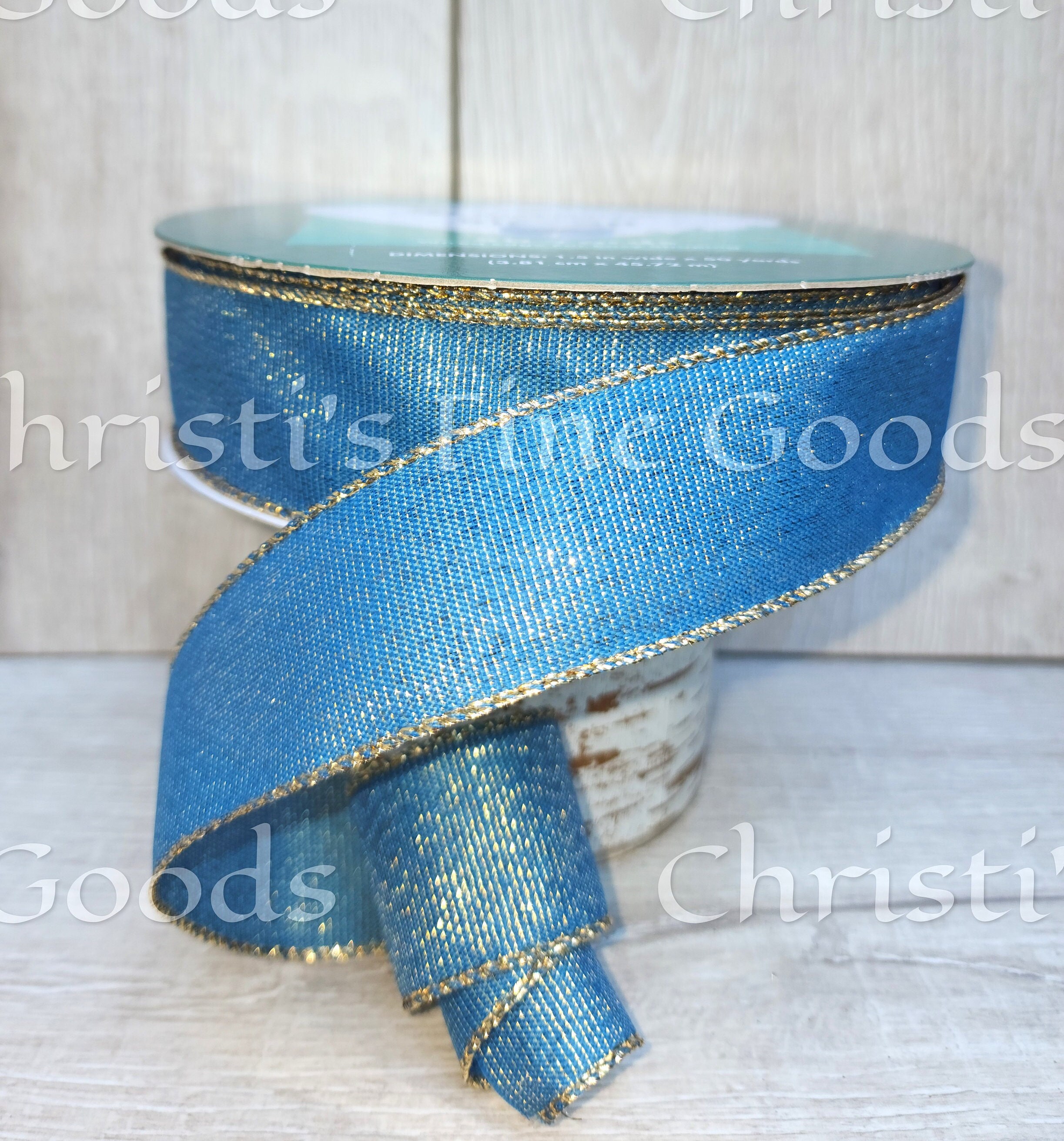 Blue Gold Ribbon Meaning, Blue Gold Wired Ribbon
