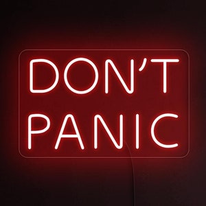 Znak neonowy Don't Panic, znak przewodnika Hitchhikers Guide, znak neonowy Book, neon motywacyjny, prezent dla miłośnika książek, pozytywny znak neonowy, dekoracja artystyczna Hitchhikers
