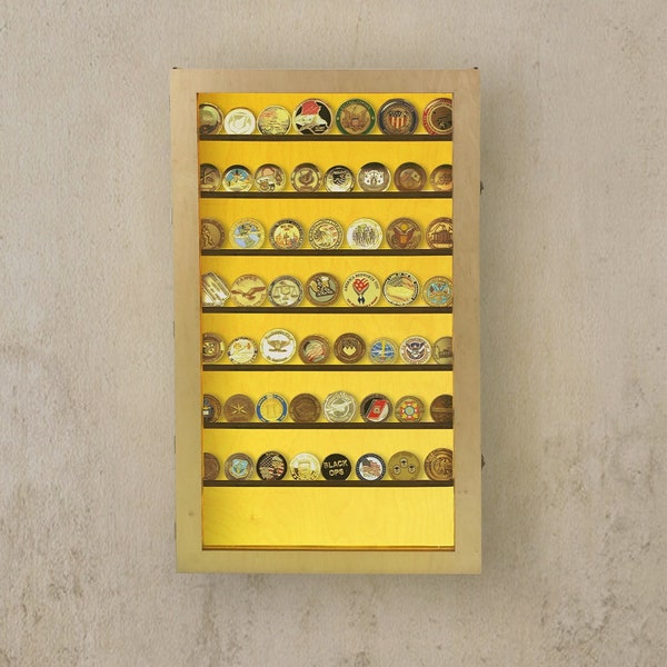 Coin display case in glass, Coin display wall, Medal display case, Display case with led, Display case with shelves, Display cabinet led