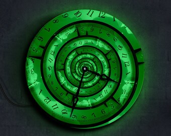 Time travel clock, Doctor who clock, Spiral clock, Neon wall clock, Wall clock with light, Unique wall clock, Led wall clock,