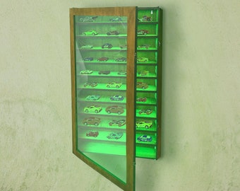 Toy car display case, Toy car display shef, Toy car storage display, Toy car storage wall, Display case with led, Display case with shelves