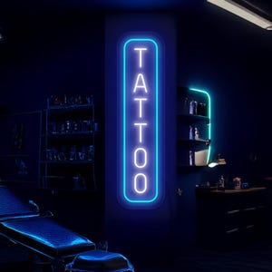 Tattoo neon sign, Vertical tattoo sign, Tattoo led sign, Tattoo studio sign, Tattoo artist gift, Beauty salon sign, Tattoo studio art decor