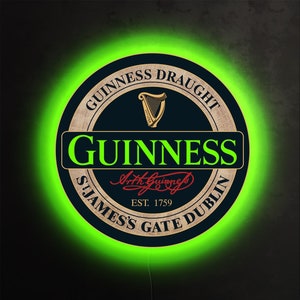Guinness led sign, Guinness bar decor, Guinness neon sign, Guinness logo light, Guinness beer art, Bar light up sign, Bar lounge sign