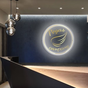Custom Logo Neon Sign, Round Business Logo Sign, Neon Sign for Business, Custom Business Logo Sign, Acrylic Business Logo Sign
