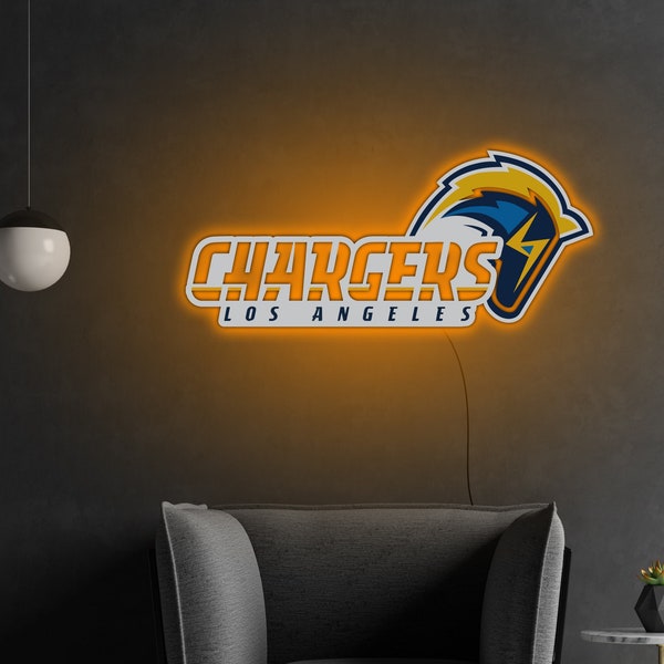 San Diego Chargers neon sign, Chargers led sign, Chargers light sign, Los Angeles Chargers sign, Boys room neon sign, Football led sign