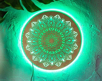 Mandala led wall art, Mandala led sign, Geometric light art, Flower led light, Sacred geometry light, Yoga wall art, Boho led wall art
