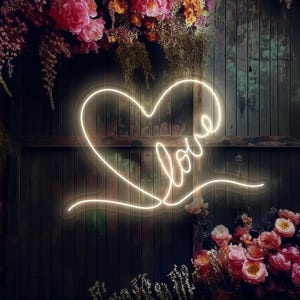Love neon sign, Heart neon sign, Wedding neon sign, Neon sign bedroom decor, Wedding backdrop, Valentines neon sign, Wedding wall art decor